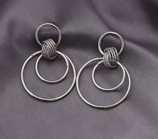 Vintage Circular Drop Silver Earrings