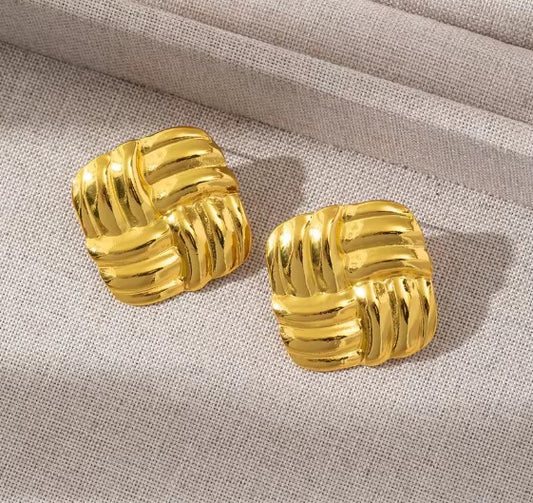 Exquisite Square Gold Earrings