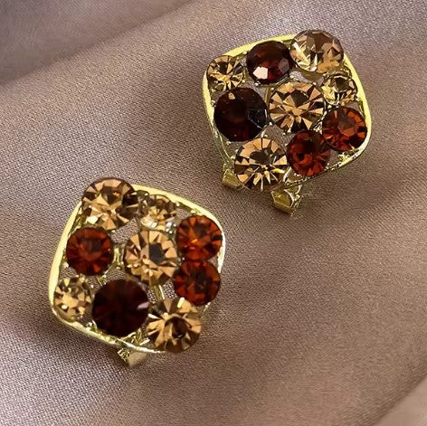 Vintage Rhinestone Square Earrings