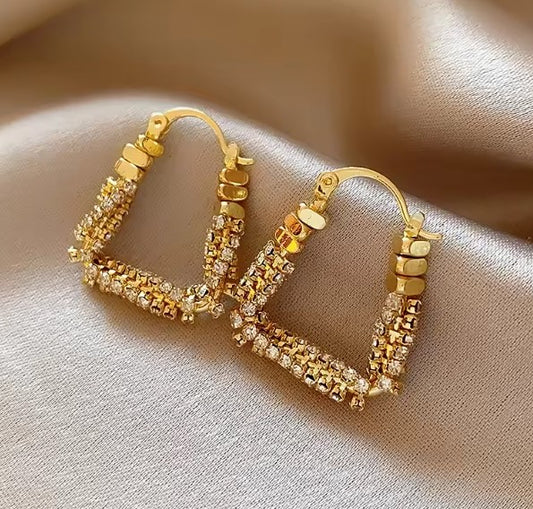 Rhinestone Buckle Elegant Hoop Earrings