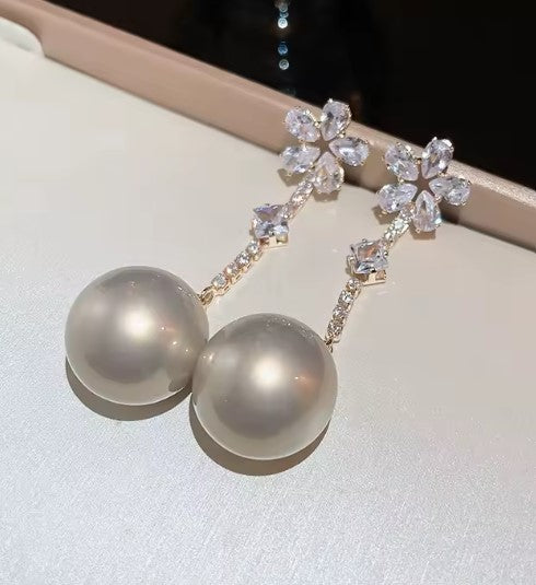 Vintage Zircon Pearl Drop Earrings