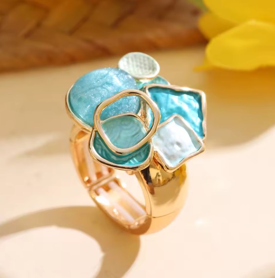 Vintage Water Blue Adjustable Ring