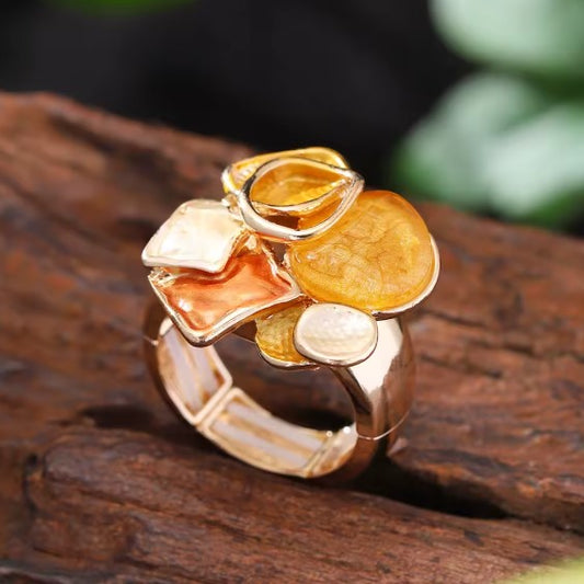 Vintage Yellow Drip Oil Adjustable Ring