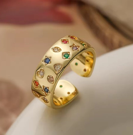 Vintage Zircon Inlay Bands Ring