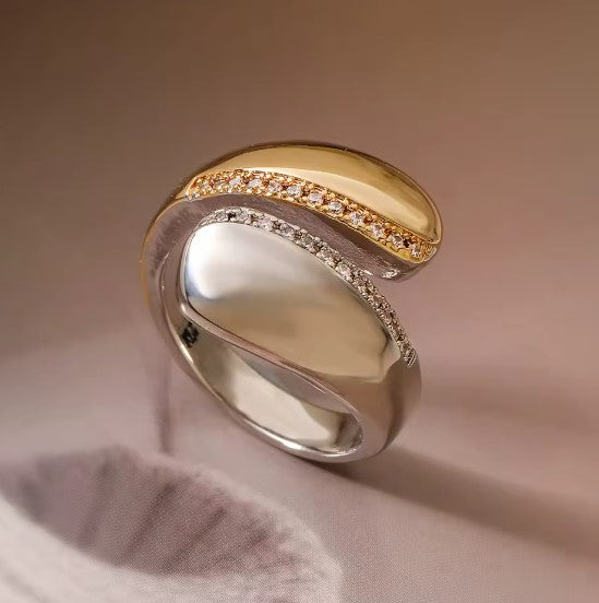 Vintage Adjustable Silver and Gold Ring