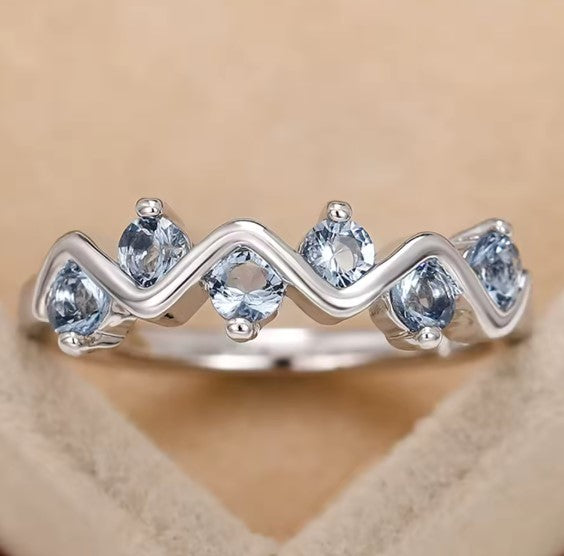 Charming Blue Wave Silver Ring