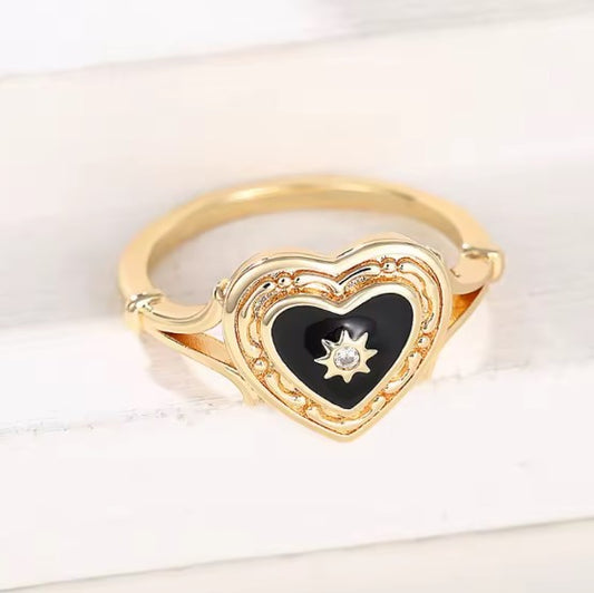 Vintage Black Heart Ring