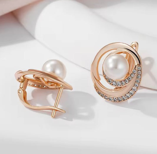 Pearl Drop Rose Gold Earrings
