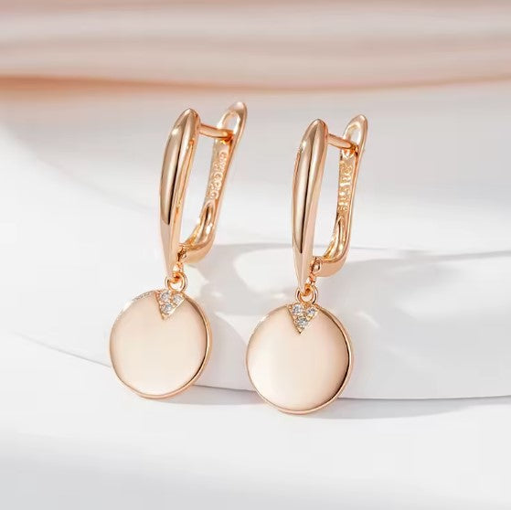 Natural Zircon Dangle Rose Gold Earrings
