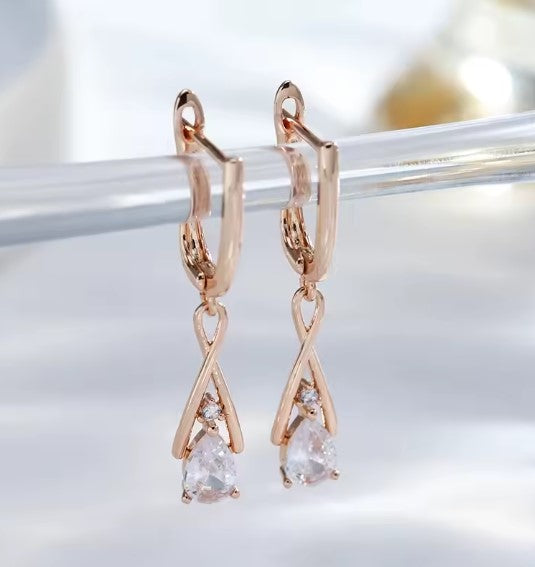 Classic Zircon Drop  Rose Gold Earrings