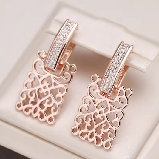 Vintage Rose Gold Glossy Square Earrings