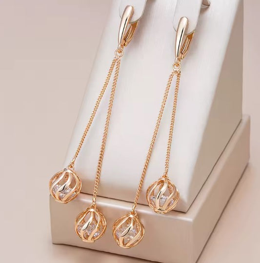 Vintage Tassel Dangle Rose Gold Earrings