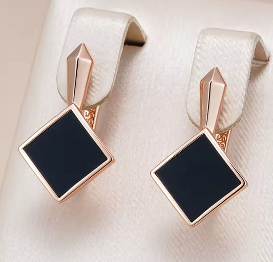 Square Black Dangle Earrings
