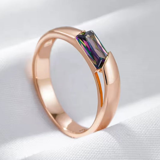 Exquisite Colorful Zircon Rose Gold Ring