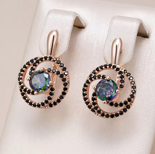 Colorful Natural Zircon Drop Earrings