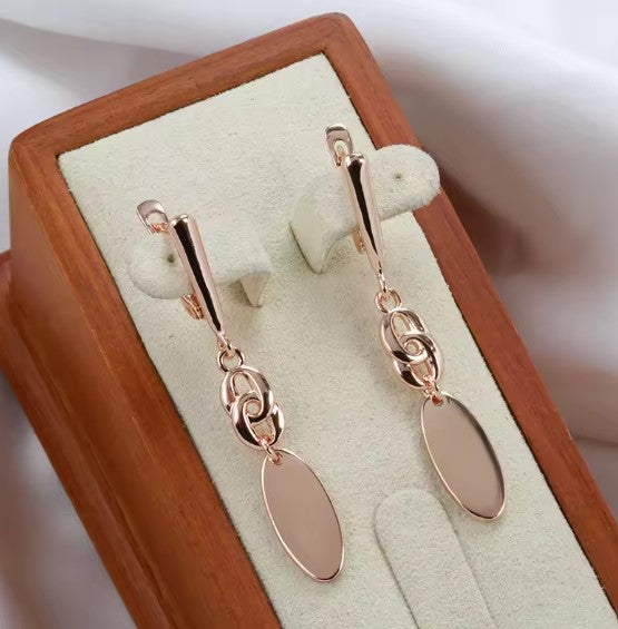 Glossy Dangle Rose Gold Earrings