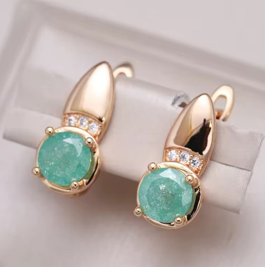 Vintage Emerald Zircon Clip Earrings
