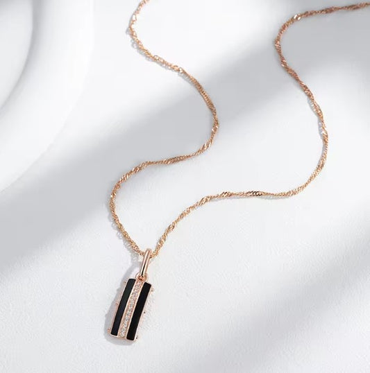 Black Zircon Square Necklace
