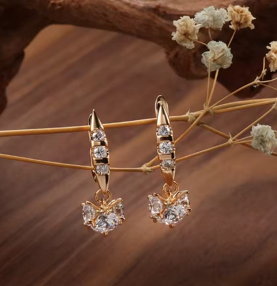 White Crystal Zircon Long Dangle Earrings