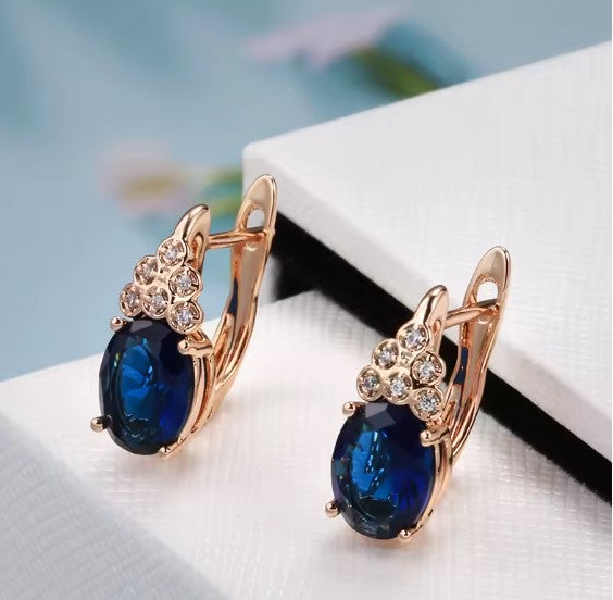 Vintage Fine Blue Crystal Drop Earrings