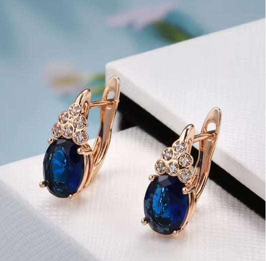 Vintage Fine Blue Crystal Drop Earrings