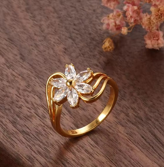 Crystal Flower Zircon Ring