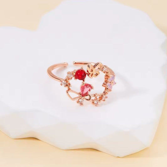 Delicate Crystal Flower Ring