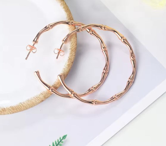 Vintage Bamboo Hoop Pink Earrings