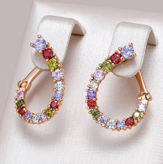 Full Colorful Zircon Curve Earrings