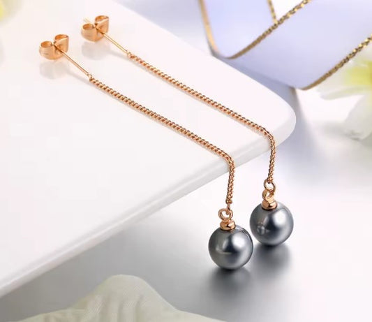 Vintage Pearl Rose Gold Drop Earrings