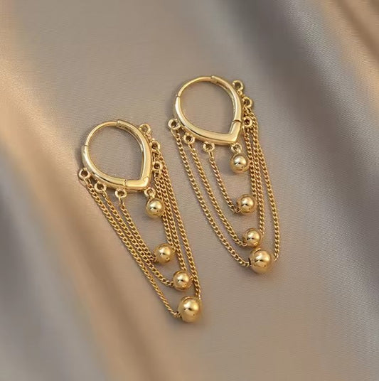 Vintage Water Drop Tassel Gold Earring