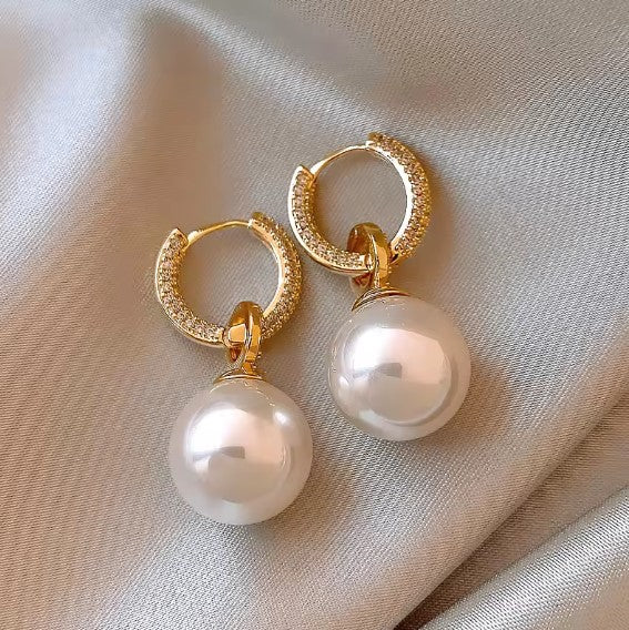 Vintage Micro Zircon Pearl Earrings