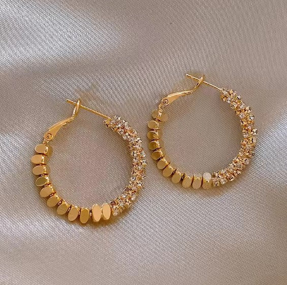 Luxury Zircon Inlaid Hoop Earrings