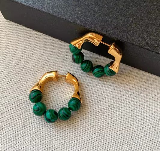 Vintage Natural Green Stone Earrings