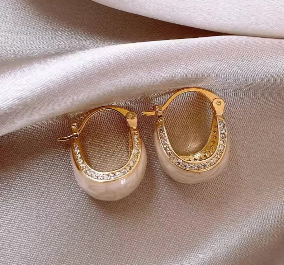 Classic White Pendant Earrings