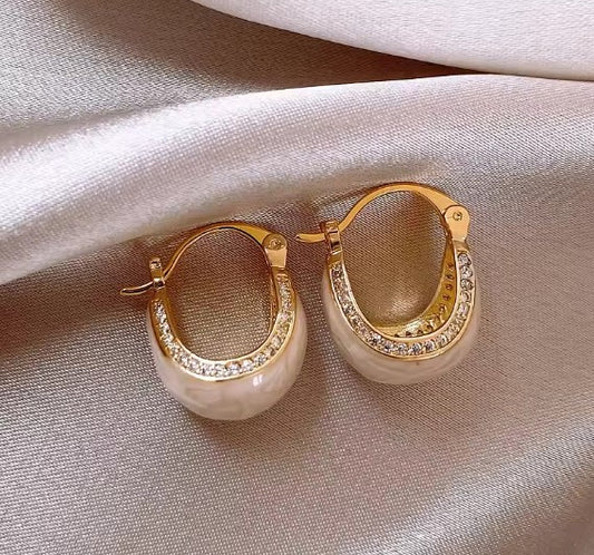 Classic White Pendant Earrings