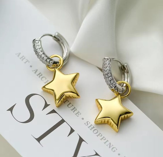 Elegant Zirconia Star Drop Earrings