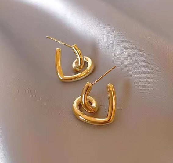 Vintage Spiral Heart Drop Earrings