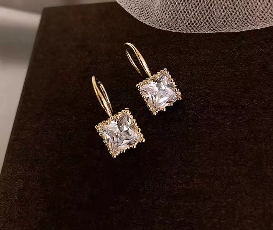 Elegant Crystal Square Mini Earrings