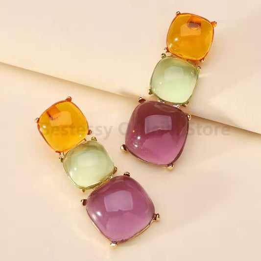 Elegant Colorful Resin Drop Earrings