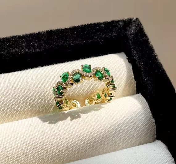 Vintage Green Zircon Open Ring