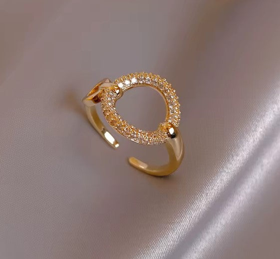 Elegant Round Adjustable Gold Ring