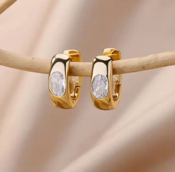 Classic White Zirconia Hoop Earrings