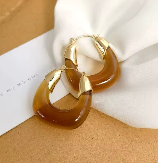 Classic Brown Transparent Acrylic Earrings