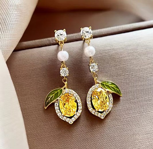 Exquisite Yellow Zircon Lemon Earrings