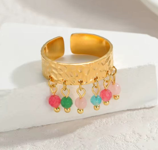 Colored Stone Crystal Zircon Ring