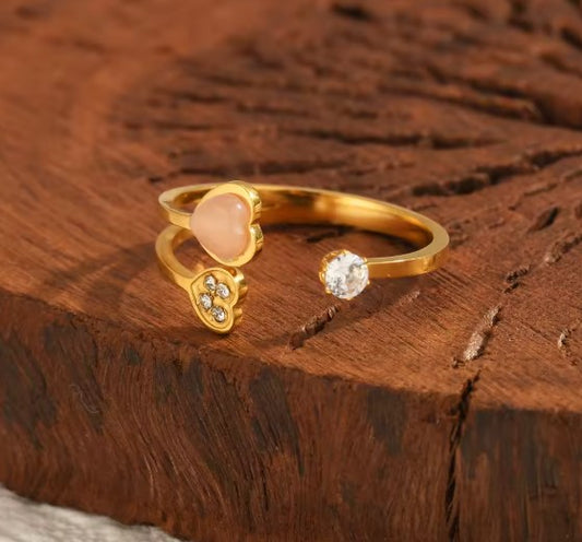 Vintage Sweet Pink Zircon Adjustable Ring