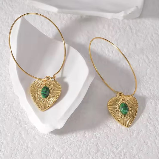 Elegant Turquoise Green Inlay Earrings