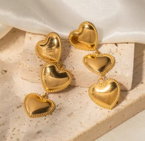 Elegant Love Themed Gold Earrings
