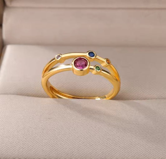 Crystal Zircon Waterdrop Gold Ring